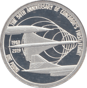 2019 SILVER ONE POUND CONCORDE 50TH ANNIVERSARY ( PROOF ) - WORLD COINS - Cambridgeshire Coins