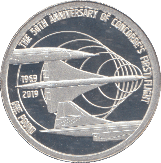 2019 SILVER ONE POUND CONCORDE 50TH ANNIVERSARY ( PROOF ) - WORLD COINS - Cambridgeshire Coins