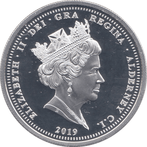2019 SILVER PLATED FIVE POUNDS ALDERNEY - WORLD COINS - Cambridgeshire Coins