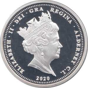 2019 SILVER PLATED FIVE POUNDS ALDERNEY - WORLD COINS - Cambridgeshire Coins