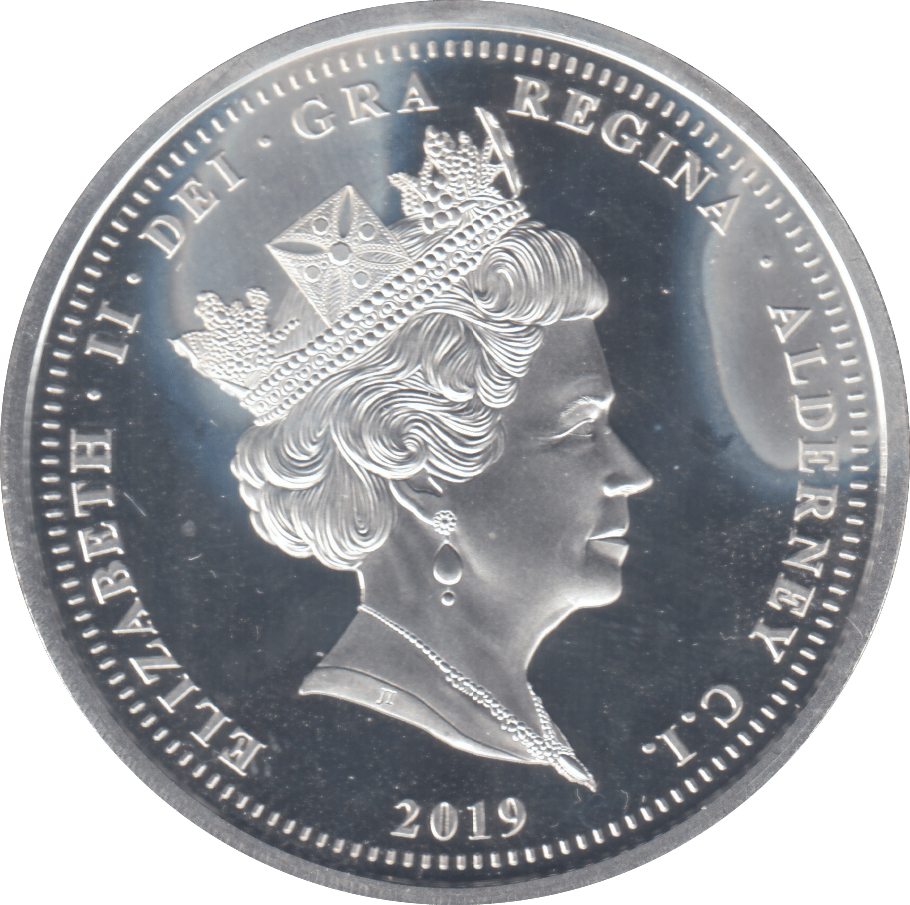 2019 SILVER PROOF £5 ALDERNEY - SILVER WORLD COINS - Cambridgeshire Coins