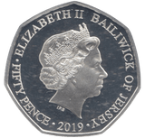 2019 SILVER PROOF FIFTY PENCE BAILIWICK OF JERSEY - SILVER WORLD COINS - Cambridgeshire Coins