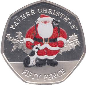 2019 SILVER PROOF FIFTY PENCE FATHER CHRISTMAS GIBRALTAR - SILVER WORLD COINS - Cambridgeshire Coins
