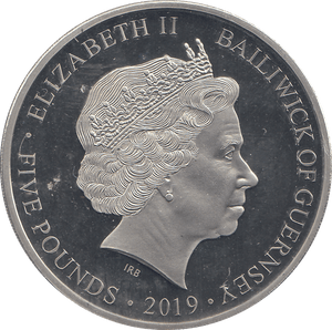 2019 SILVER PROOF FIVE POUND BAILIWICK OF GUERNSEY - SILVER WORLD COINS - Cambridgeshire Coins