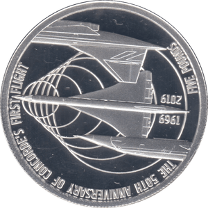 2019 SILVER PROOF FIVE POUNDS CONCORDE FIRST FLIGHT ALDERNEY - £5 Silver Proof - Cambridgeshire Coins