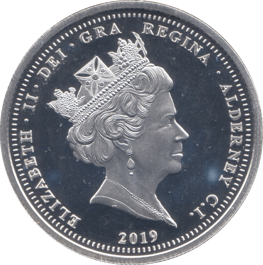 2019 SILVER PROOF FIVE POUNDS CONCORDE FIRST FLIGHT ALDERNEY - £5 Silver Proof - Cambridgeshire Coins