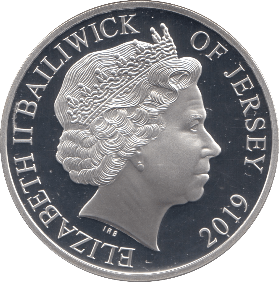 2019 SILVER PROOF FIVE POUNDS JERSEY - SILVER WORLD COINS - Cambridgeshire Coins