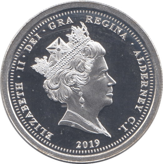 2019 SILVER PROOF ONE POUND ALDERNEY - SILVER WORLD COINS - Cambridgeshire Coins