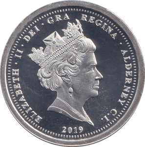 2019 SILVER PROOF ONE POUND ALDERNEY - SILVER WORLD COINS - Cambridgeshire Coins