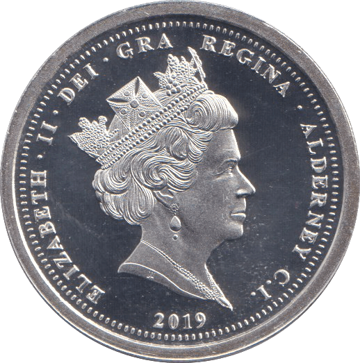 2019 SILVER PROOF ONE POUND ALDERNEY - SILVER WORLD COINS - Cambridgeshire Coins