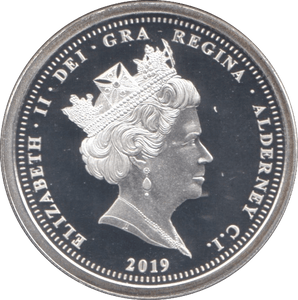 2019 SILVER PROOF ONE POUND ALDERNEY - SILVER WORLD COINS - Cambridgeshire Coins