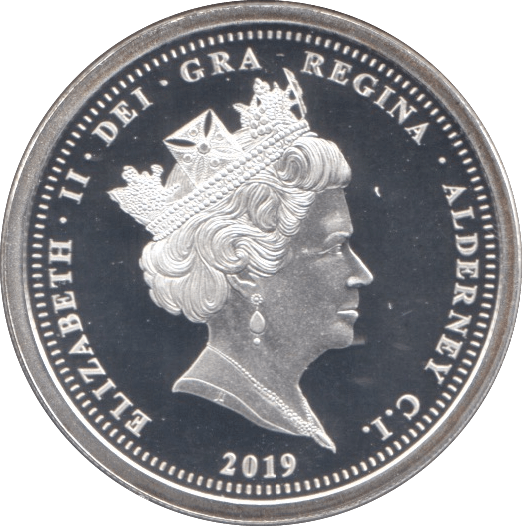 2019 SILVER PROOF ONE POUND ALDERNEY - SILVER WORLD COINS - Cambridgeshire Coins