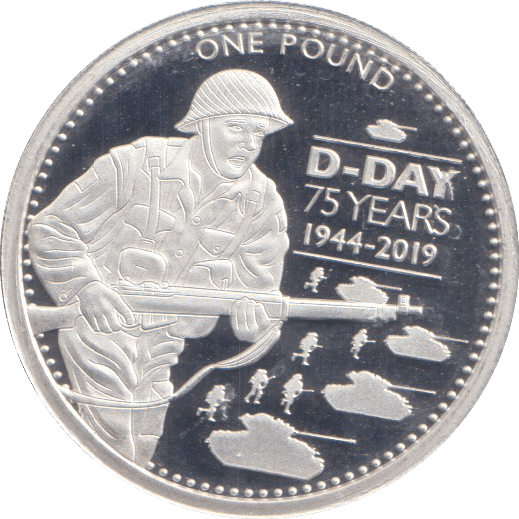 2019 SILVER PROOF ONE POUND D - DAY ALDERNEY - SILVER WORLD COINS - Cambridgeshire Coins