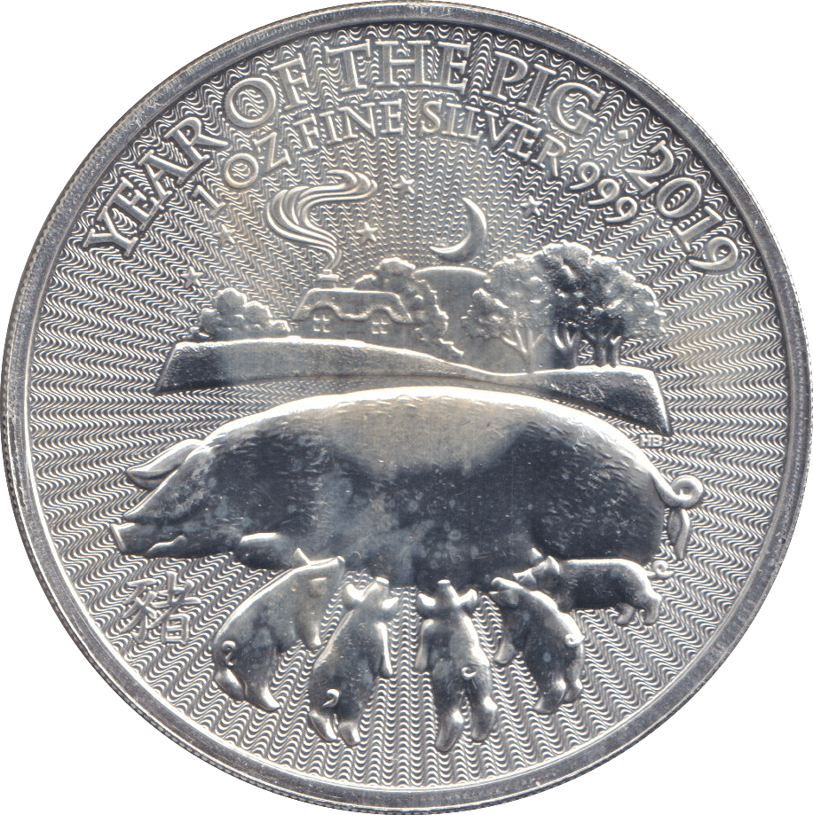 2019 SILVER PROOF TWO POUND YEAR OF THE PIG - SILVER WORLD COINS - Cambridgeshire Coins