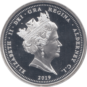 2019 SILVER PROOF TWO POUNDS ALDERNEY - SILVER WORLD COINS - Cambridgeshire Coins
