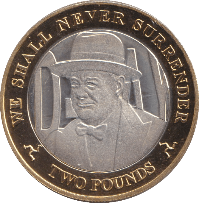 2019 SILVER PROOF WE SHALL NEVER SURRENDER TWO POUNDS ISLE OF MAN - SILVER WORLD COINS - Cambridgeshire Coins