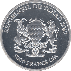 2019 SILVER REPUBLIC OF TCHAD 5000 FRANCS AFRICA - SILVER WORLD COINS - Cambridgeshire Coins