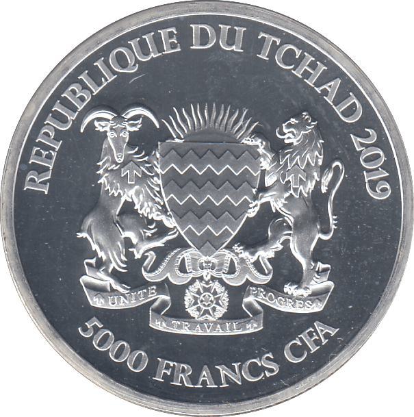 2019 SILVER REPUBLIC OF TCHAD 5000 FRANCS AFRICA - SILVER WORLD COINS - Cambridgeshire Coins