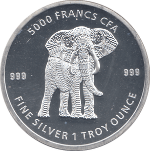 2019 SILVER REPUBLIC OF TCHAD 5000 FRANCS AFRICA - SILVER WORLD COINS - Cambridgeshire Coins