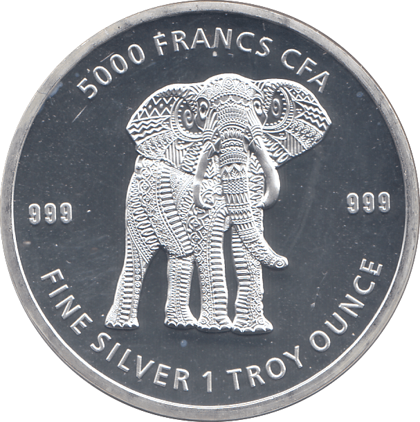 2019 SILVER REPUBLIC OF TCHAD 5000 FRANCS AFRICA - SILVER WORLD COINS - Cambridgeshire Coins