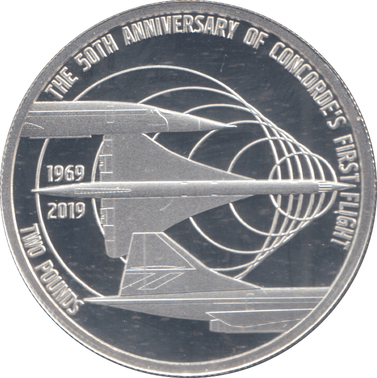 2019 SILVER TWO POUNDS CONCORDE 50TH ANNIVERSARY ALDERNEY ( PROOF ) - WORLD COINS - Cambridgeshire Coins