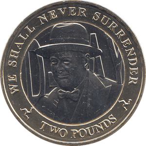 2019 TWO POUND CHURCHILL WE SHALL NEVER SURRENDER ( BU ) - WORLD COINS - Cambridgeshire Coins