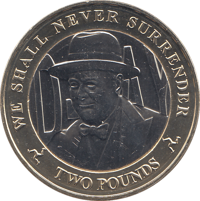 2019 TWO POUND CHURCHILL WE SHALL NEVER SURRENDER ( BU ) - WORLD COINS - Cambridgeshire Coins