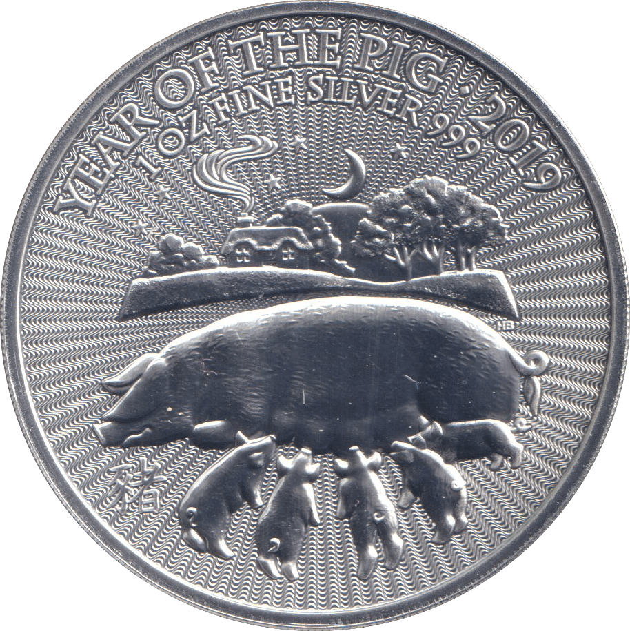 2019 TWO POUNDS SILVER PROOF YEAR OF THE PIG - WORLD COINS - Cambridgeshire Coins