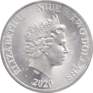 2020 1 TROY OZ FINE SILVER TWO DOLLARS NIUE - SILVER WORLD COINS - Cambridgeshire Coins
