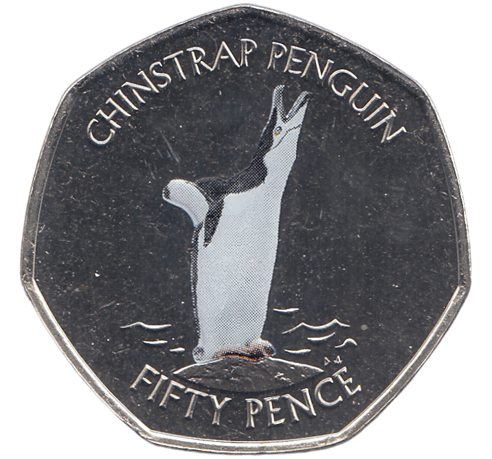 2020 50 PENCE CHINSTRAP PENGUIN SANDWICH ISLANDS COLOURISED ( BU ) - WORLD COINS - Cambridgeshire Coins