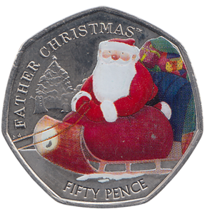 2020 50 PENCE FATHER CHRISTMAS COLOURED - WORLD COINS - Cambridgeshire Coins