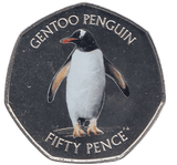 2020 50 PENCE GENTOO PENGUIN SANDWICH ISLANDS COLOURISED ( BU ) - WORLD COINS - Cambridgeshire Coins