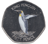 2020 50 PENCE KING PENGUIN SANDWICH ISLANDS COLOURISED ( BU ) - WORLD COINS - Cambridgeshire Coins