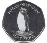2020 50 PENCE MACARONI PENGUIN SANDWICH ISLANDS COLOURISED ( BU ) - WORLD COINS - Cambridgeshire Coins