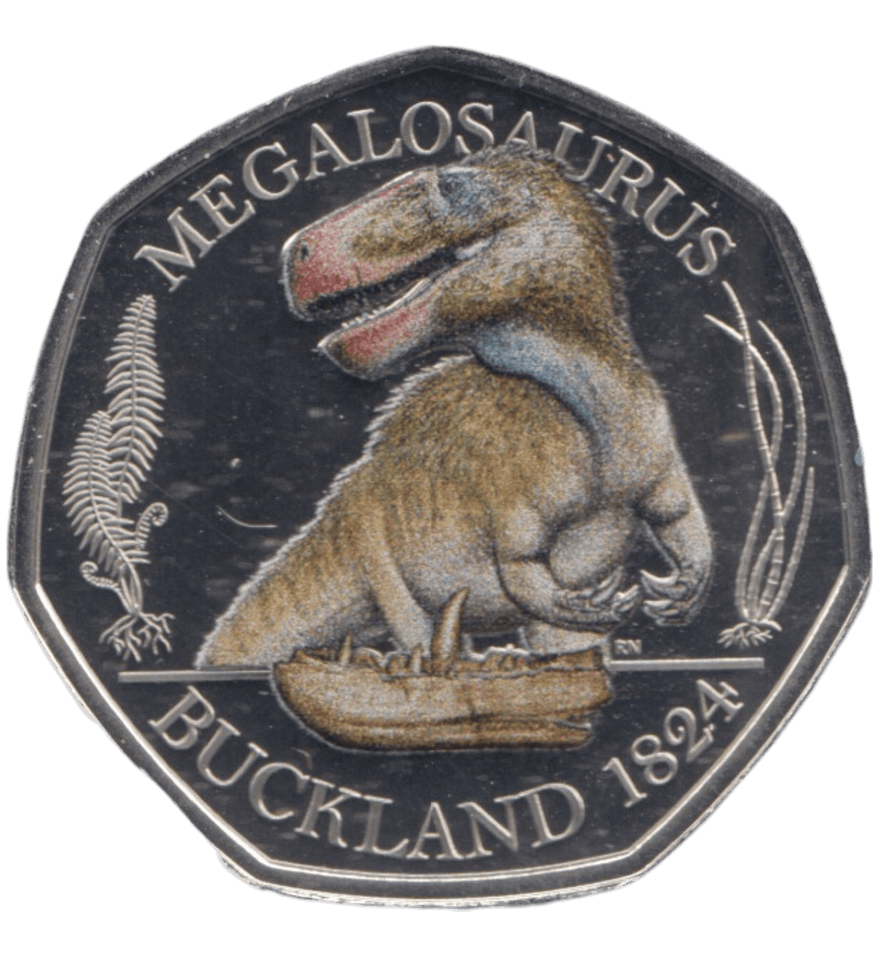 2020 50 PENCE MEGALOSAURUS COLOURED ( BU ) - 50p BU - Cambridgeshire Coins