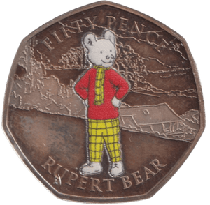2020 50P COLOURED RUPERT BEAR ISLE OF MAN - 50P REGIONAL ISSUES - Cambridgeshire Coins