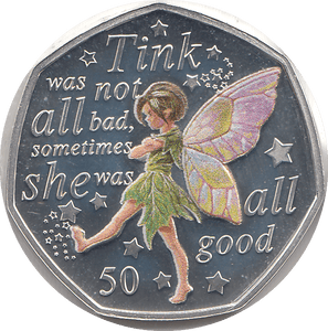 2020 50P PETER PAN TINKER BELL ISLE OF MAN SILVER ( PROOF ) - 50P REGIONAL ISSUES - Cambridgeshire Coins