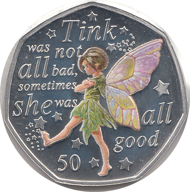 2020 50P PETER PAN TINKER BELL ISLE OF MAN SILVER ( PROOF ) - 50P REGIONAL ISSUES - Cambridgeshire Coins