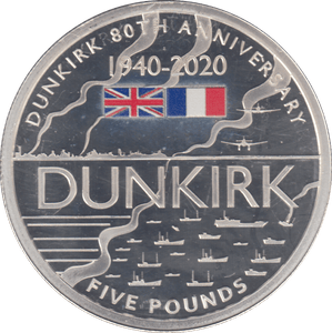 2020 80TH ANNIVERSARY DUNKIRK £5 SILVER PROOF - WORLD COINS - Cambridgeshire Coins