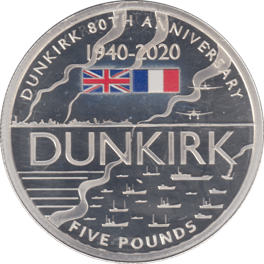 2020 80TH ANNIVERSARY DUNKIRK £5 SILVER PROOF - WORLD COINS - Cambridgeshire Coins