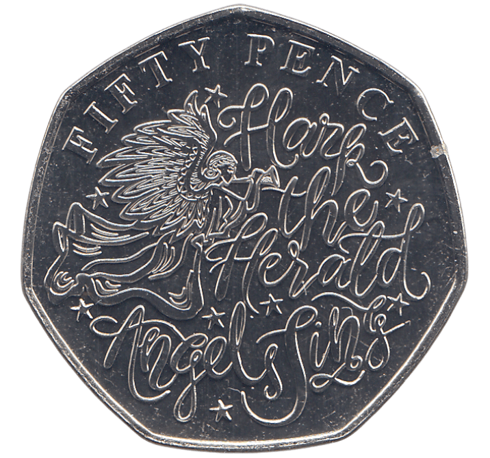 2020 CHRISTMAS 50P HARK THE HERALD ANGELS SING BAILIWICK OF GUERNSEY ( BU ) - 50p BU - Cambridgeshire Coins