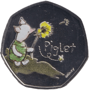 2020 COLOURED WINNIE THE POOH PIGLET 50P BU - 50p BU - Cambridgeshire Coins