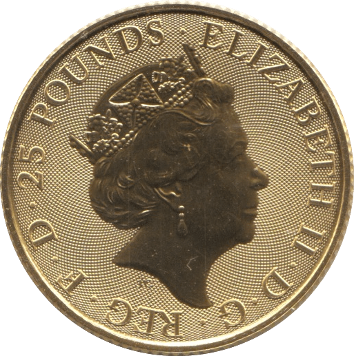 2020 GOLD £25 1/4 OUNCE BRITANNIA BRILLIANT UNCIRCULATED WHITE LION OF MORTIMER - GOLD BRITANNIAS - Cambridgeshire Coins