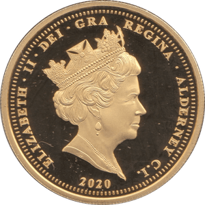 2020 GOLD PLATED FIVE POUNDS ALDERNEY - WORLD COINS - Cambridgeshire Coins