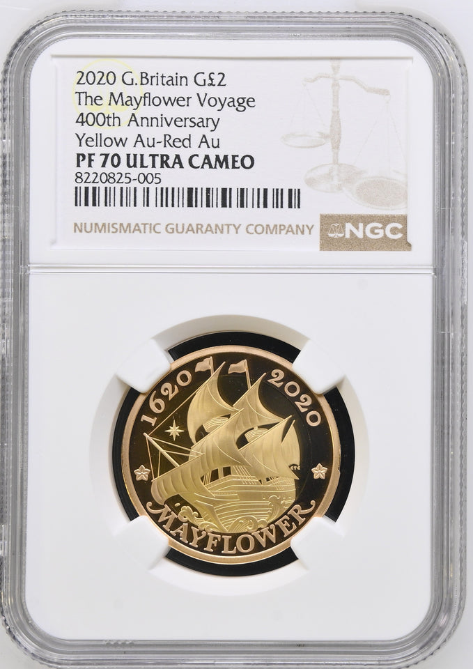 2020 GOLD PROOF £2 THE MAYFLOWER VOYAGE PF 70 ULTRA CAMEO - NGC GOLD £2 - Cambridgeshire Coins
