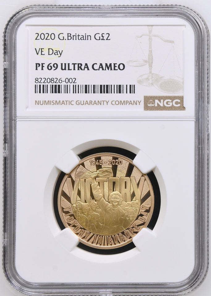 2020 GOLD PROOF £2 VE DAY PF 69 ULTRA CAMEO - NGC GOLD £2 - Cambridgeshire Coins