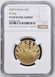 2020 GOLD PROOF £2 VE DAY PF 69 ULTRA CAMEO - NGC GOLD £2 - Cambridgeshire Coins