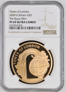2020 GOLD PROOF THE ROYAL MINT £5 (NGC) PF69 ULTRA CAMEO - NGC GOLD COINS - Cambridgeshire Coins