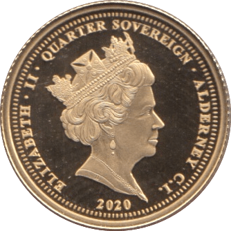 2020 GOLD QUARTER SOVEREIGN ALDERNEY ( PROOF ) - GOLD WORLD COINS - Cambridgeshire Coins
