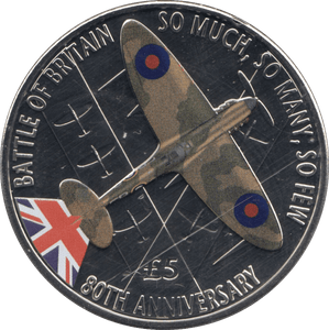 2020 GUERNSEY FIVE POUND BATTLE OF BRITAIN COIN (BU) - WORLD COINS - Cambridgeshire Coins